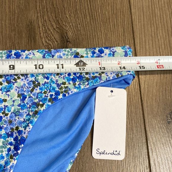 Splendid Reversible Blue Floral Print Bikini Bottoms Size Medium - Picture 6 of 8